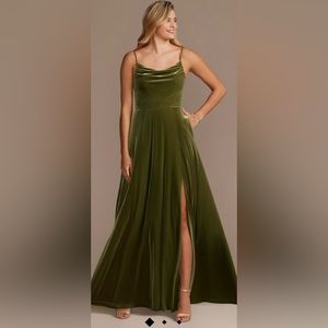 Velvet Cowl Neck Spaghetti Strap